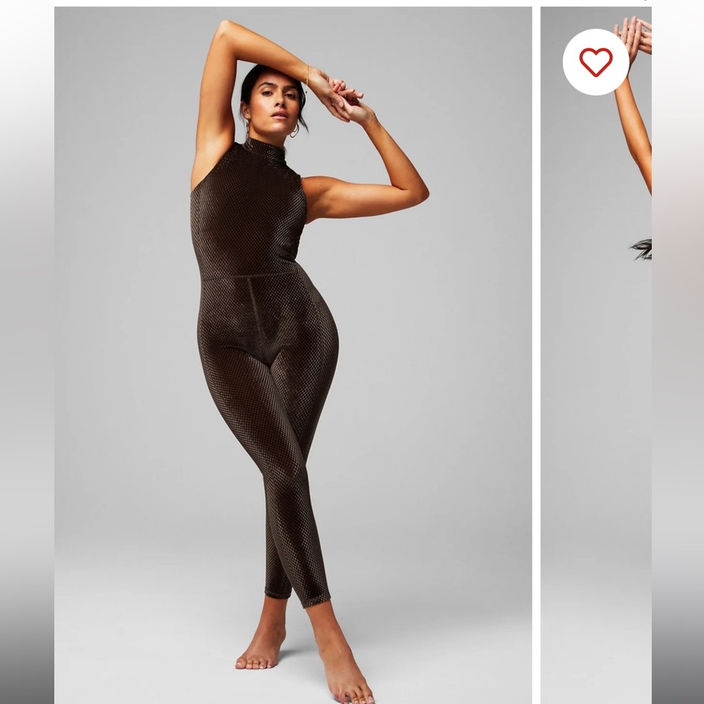 Velour Mock-Neck 7/8 Jumpsuit